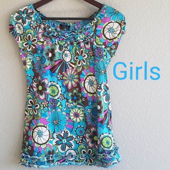 Boho chic short sleeve 70's inspired blouse XL - Picture 1 of 8